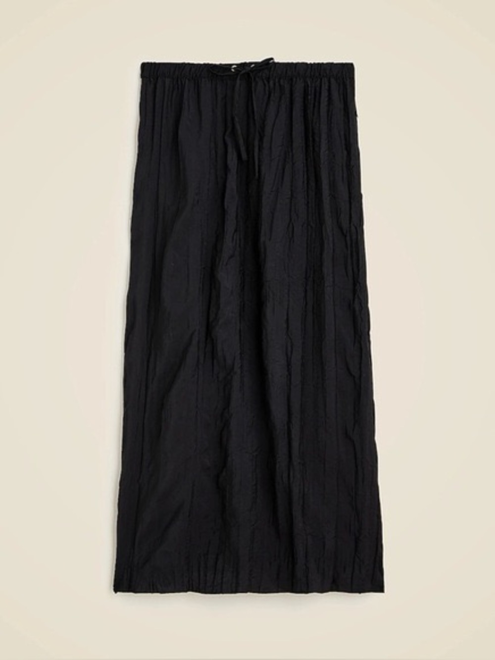 J. Crew Black Crinkle Drawstring Midi Skirt